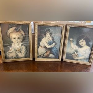 Vintage prints Victorian Boy/Girl, Madame with daughter Julie